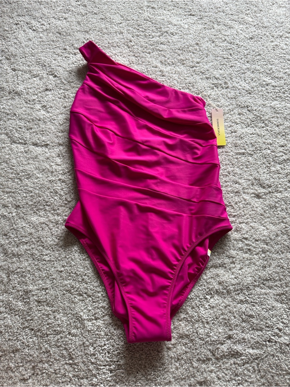 Summersalt NWT One-Shoulder Fuchsia Ruched Swimsuit